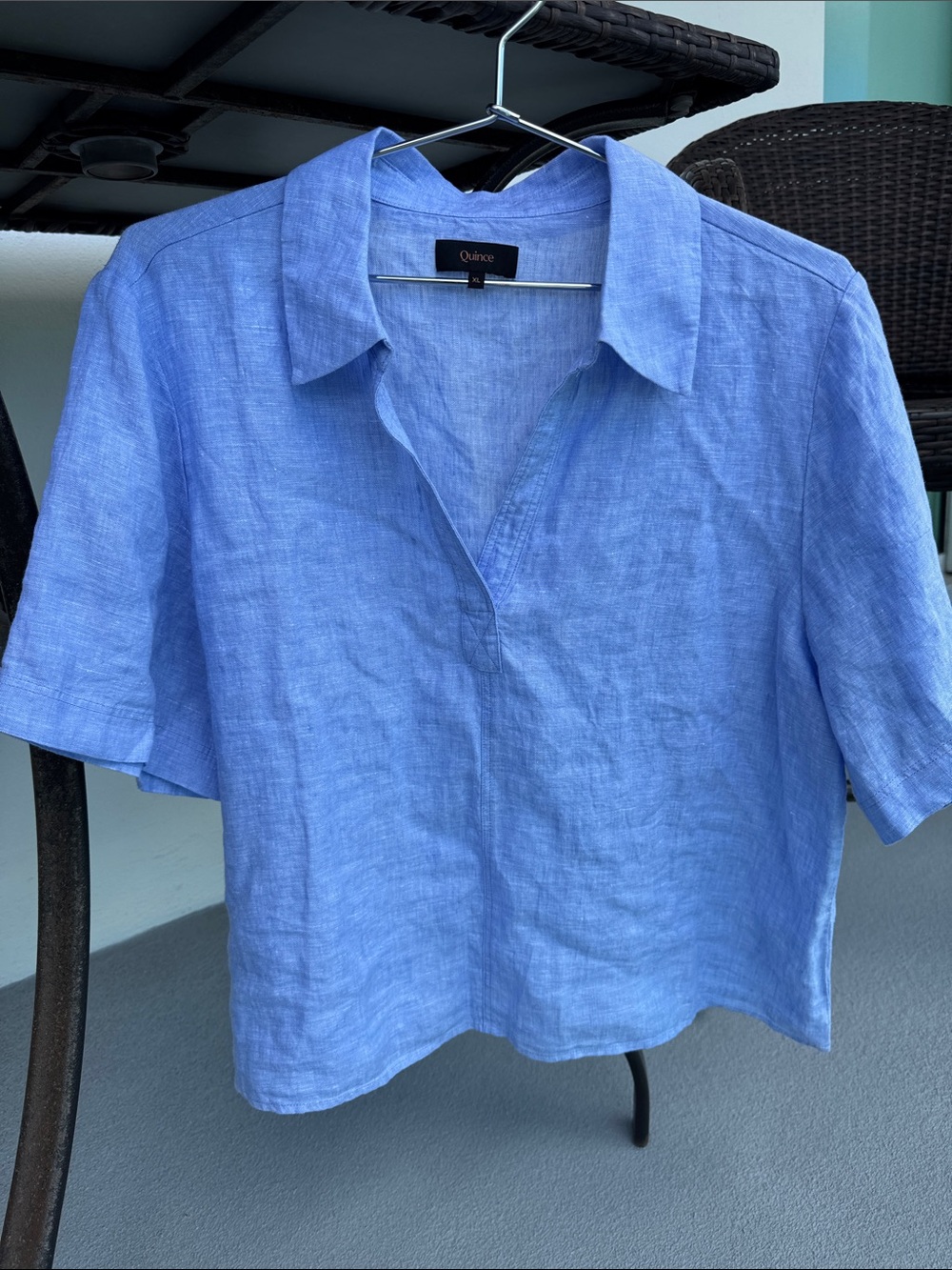 Quince 100% European Linen Short Sleeve Popover Top, Size XL - Picture 2 of 10